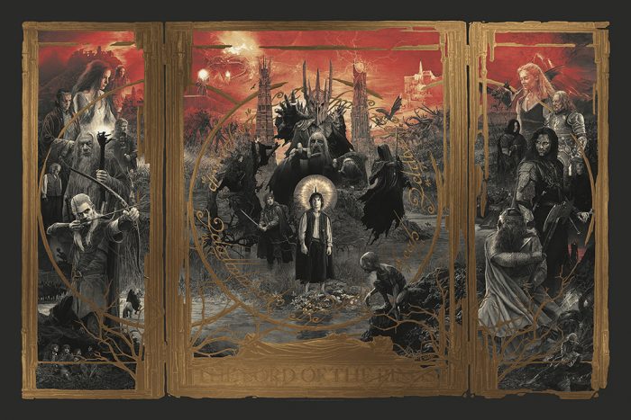Gabz Lord of the Rings Trilogy Poster - Gold Foil
